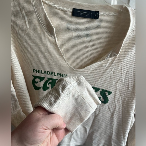 Junk Food Clothing Womens Philadelphia Eagles Sunday Tan Crop Thermal Medium - Picture 4 of 8